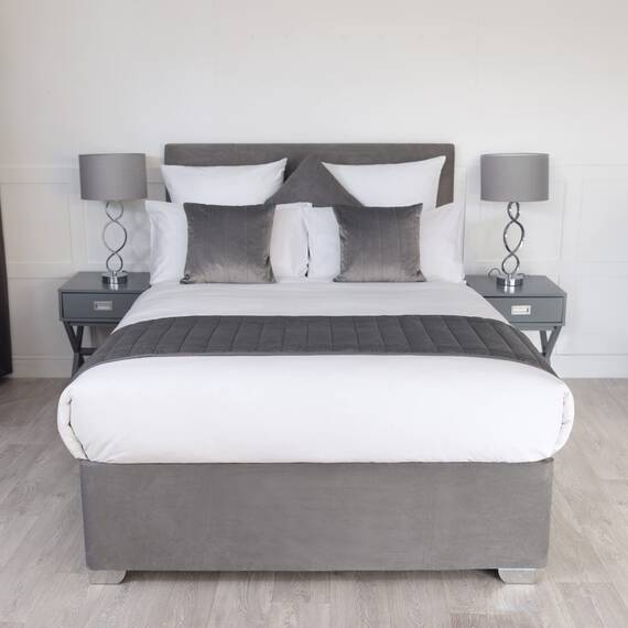 Belledorm Querbehang, 48,3 cm, Extra tief, Faltenvolant – verwandelt einen langweilig aussehenden Diwan – luxuriöses Velourslederimitat, anthrazit, King Size