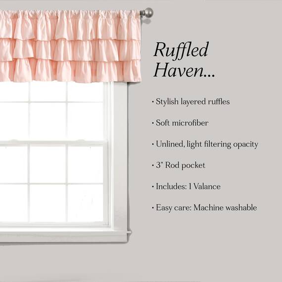 Lush Decor, Blush Belle Valance Shabby Chic Style Single Curtain, 18” x 84