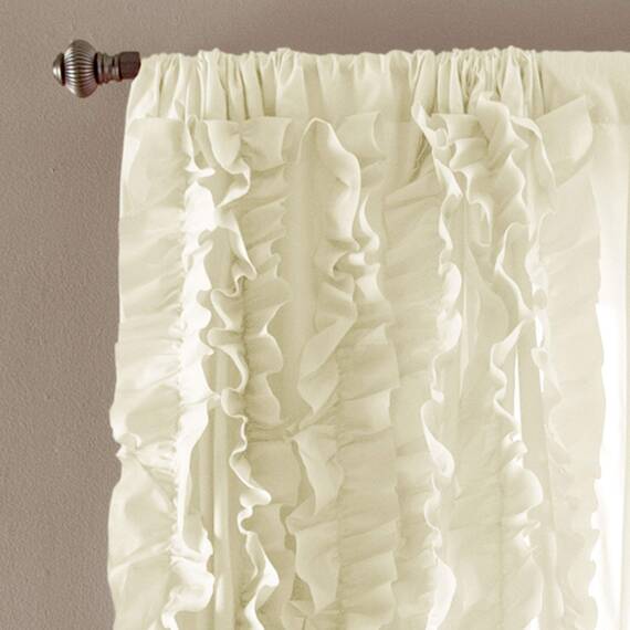Lush Decor Belle Vintage Chic Fenstervorhang für Wohnzimmer, Esszimmer, Schlafzimmer (Einzelvorhang), 137 x 213 cm, Elfenbein
