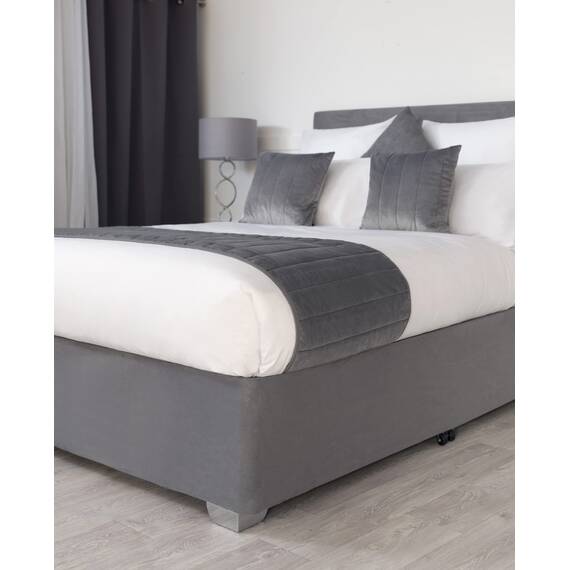 Belledorm Querbehang, 48,3 cm, Extra tief, Faltenvolant – verwandelt einen langweilig aussehenden Diwan – luxuriöses Velourslederimitat, anthrazit, Doppelbett