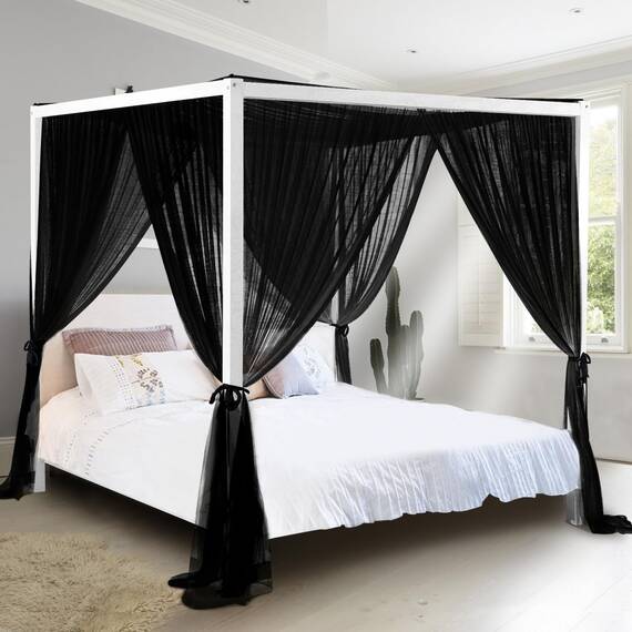 South To East Himmelbettvorhänge mit 4 Ecke für Erwachsene, Moskitonetz für das Bett, luxuriöse Bettvorhänge für die Schlafzimmerdekoration, reißfestes Polyester