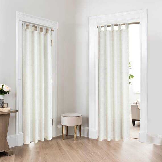 KOUFALL Türvorhang für Türen, Schlaufen, Sichtschutz, Boho, durchsichtig, Leinen, 198 cm lang, cremefarben
