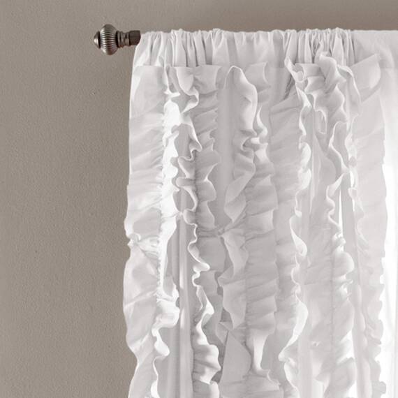 Lush Decor Belle Window Panel for Living, Dining Room, Bedroom (Single Curtain), 84" x 54", White