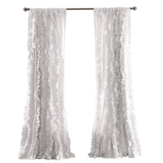 Lush Decor Belle Window Panel for Living, Dining Room, Bedroom (Single Curtain), 84" x 54", White