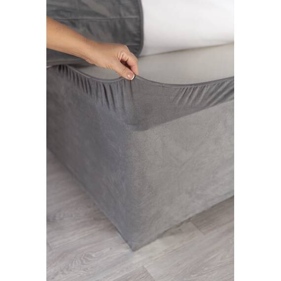 Belledorm Querbehang, 48,3 cm, Extra tief, Faltenvolant – verwandelt einen langweilig aussehenden Diwan – luxuriöses Velourslederimitat, anthrazit, Einzelbett