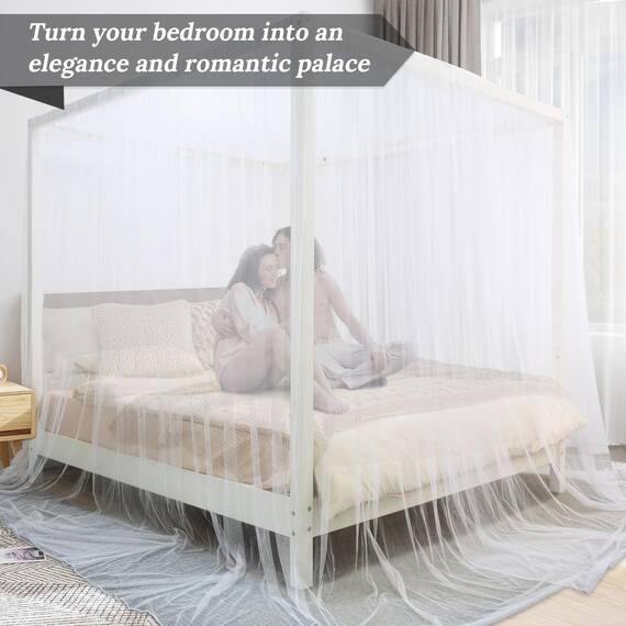 South To East Himmelbettvorhänge mit 4 Ecke für Erwachsene, Moskitonetz für das Bett, luxuriöse Bettvorhänge für die Schlafzimmerdekoration, reißfestes Polyester