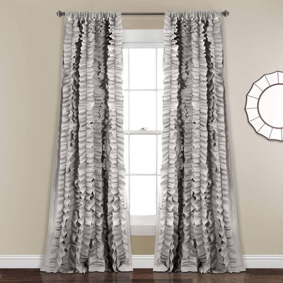 Lush Decor Belle Vintage Chic Fenstervorhang für Wohnzimmer, Esszimmer, Schlafzimmer (Einzelvorhang), 137,2 x 213,4 cm (B x L), Grau
