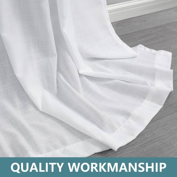 KOUFALL Weiße Vorhänge, 274 cm lang, durchscheinendes Leinen, halbtransparent, lichtfilternd, hohe Deckenvorhänge für Wohnzimmer, 2 Paneele