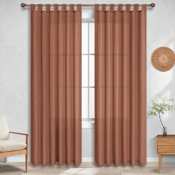 KOUFALL Terrakotta-Vorhänge aus Leinen-Mischgewebe für Wohnzimmer, 132 x 213 cm lang