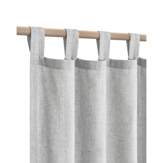Graue Wohnzimmer-Vorhänge, für Schlafzimmer, 2-teilig, Schlaufenvorhang, Leinendrapierung, halbtransparent, hellgrau, Vorhänge für Esszimmer, Büro, Landhausstil, Heimdekoration, 244 cm lang