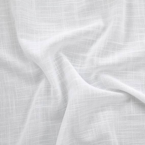 KOUFALL Weiße Leinen-Vorhänge, 213 cm lang, 2 Stoffbahnen, durchscheinend, halblichtfilternd, Schlaufen, Baumwolle, Boho, Landhausstil, Rüschenvorhänge für Schlafzimmer, Wohnzimmer