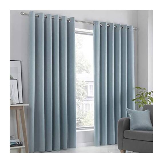 Fusion Paige Strata Vorhänge mit Ösen, gefüttert, 168 x 183 cm, Entenei, Futter: 100% Polyester, Enteneiblau