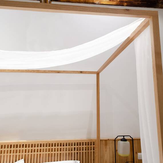 Linentalks Himmel-Bettschal, luxuriöser, durchscheinender Betthimmel, transparenter Schal, Volant, Betthimmel, Vorhänge, 4-polig, durchscheinend, 1 Stück (132.1x520.7 cm für Doppelbett, weiß)