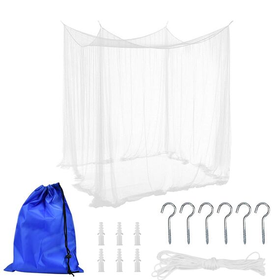BUZIFU Moskitonetz Doppelbetten 200x200x180cm Großes Moskitonetz Bett Rechteckiger Netzvorhang Reise Fliegennetz Mückennetz Baldachin Mosquito Net Bed für Zuhause und Camping Geeignet, 1Einträge