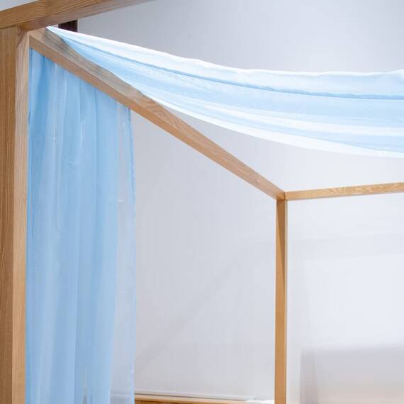 Linentalks Himmelbettvorhang für Kingsize- und California-Kingsize-Bett, luxuriöser Betthimmel, Bettschal, transparenter Baldachin-Schal, Volant, 1 Stück, 132 x 650 cm, Blau
