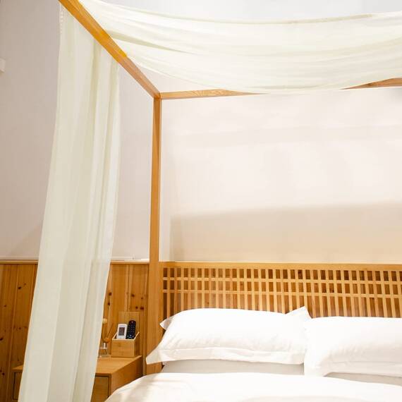 Linentalks Elfenbeinfarbener Baldachin-Bettschal für Doppelbett, luxuriöse Baldachin-Bettvorhänge, durchscheinender Schal, Volant, Betthimmel, Betthimmel, Betthimmel-Vorhänge, durchscheinender