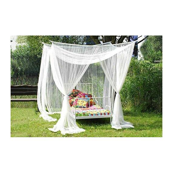 Leguana Handels GmbH Schöner Baldachin Betthimmel Dekohimmel Mückenschutz für Einzel- oder Doppelbetten (170 x 190 cm, ca. 230 cm Höhe, Weiß, A-Style)