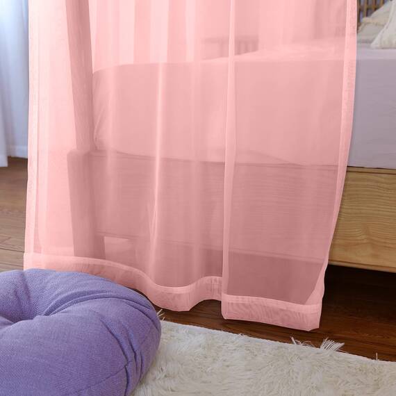Linentalks transparente Baldachin-Bettvorhänge für King-, Doppel-, Standard- und Einzelbetten, 4-Eck-Bett-Baldachine & Vorhänge, Himmelbett-Vorhänge für Vierpfostenbetten, transparente Vorhänge, rosa