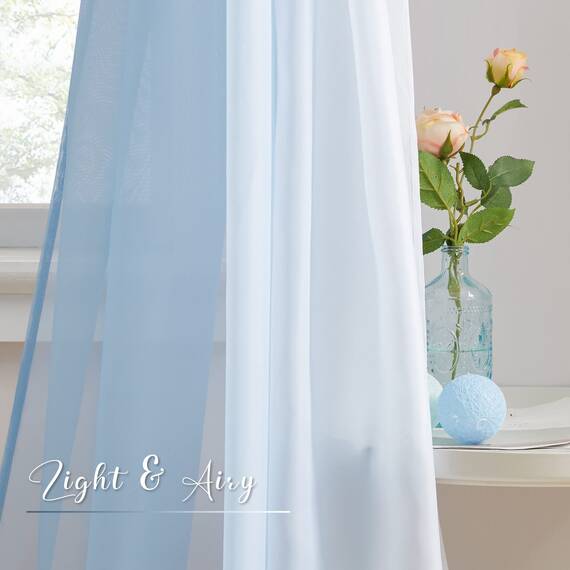 Pony Dance Vorhang für Hochzeit – Vorhänge, Schal, weich, Querbehang, romantisch, transparent, Tüll, für Dekoration, Hochzeitsbogen, L 152 x H 548 cm, Hellblau Farbverlauf, 1 Stück