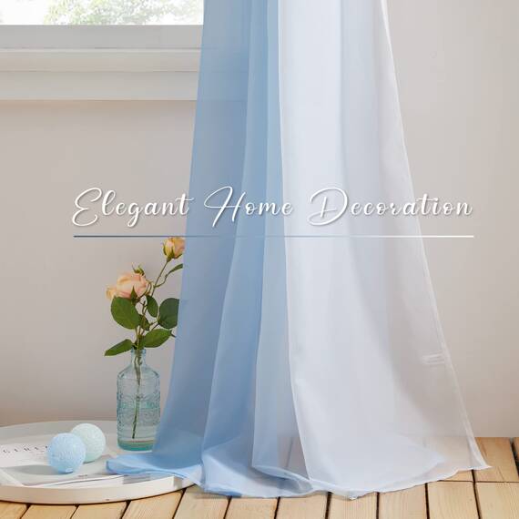 Pony Dance Vorhang für Hochzeit – Vorhänge, Schal, weich, Querbehang, romantisch, transparent, Tüll, für Dekoration, Hochzeitsbogen, L 152 x H 548 cm, Hellblau Farbverlauf, 1 Stück