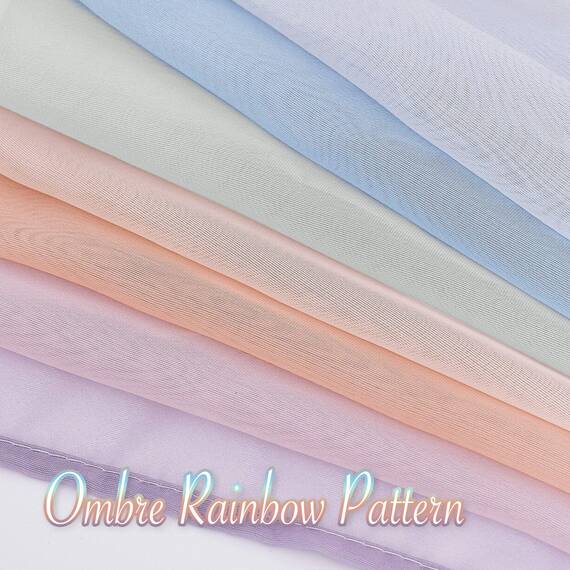 PONY DANCE Querbehang Gardine mit Farbverlauf Hausbett Dekoration Mädchen Freihanddeko für Traubogen Hochzeit Himmelbett Vorhänge Tüll Stoff, 1 Stück H 548 x B 152 cm, Eleganter Regenbogen