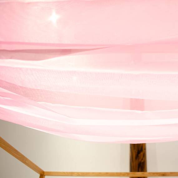 Linentalks Himmelbettvorhang für Queensize- und Doppelbett, luxuriöser Betthimmelvorhang, Bettvolant, Baldachin-Bettschal, 132 x 579 cm, Rosa