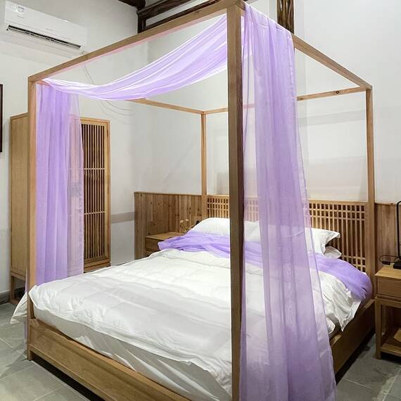Linentalks Lilac Canopy Bed Scarf for Queen & Full Bed, Bed Canopy Scarf, Sheer Scarf Valance Canopy Bed Drapes, Four Post Bed Canopy Drapes, Canopy Bed Curtains 1 PC 52X228 Lavender Canopy Curtains