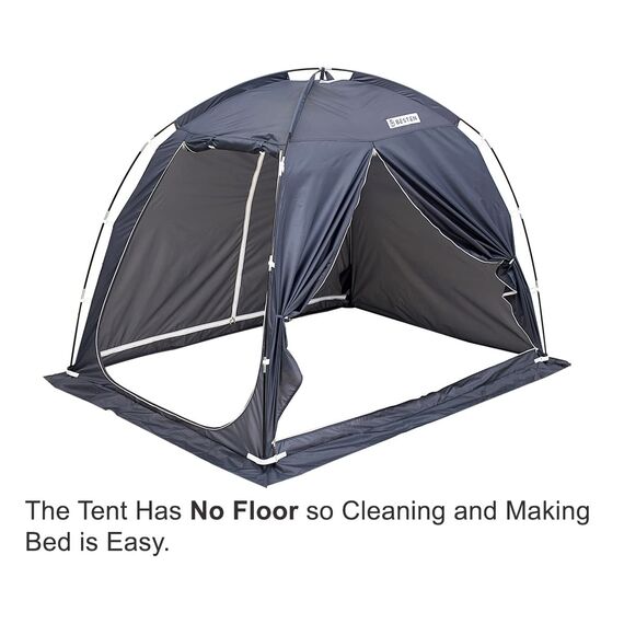 BESTEN Bodenloses Sichtschutzzelt für den Innenbereich auf dem Bett für warmen und gemütlichen Schlaf in zugigen Räumen (Full/Queen, Grau)
