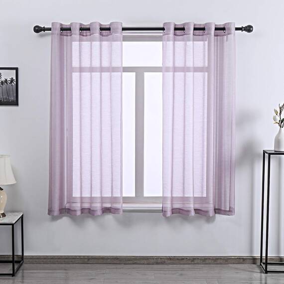 DONREN Durchsichtige Luxus-Fenstervorhänge, strukturiert, mit Ösen, für Fenster, 132,1 cm B x 160 cm L, 2 Paneele, Lila