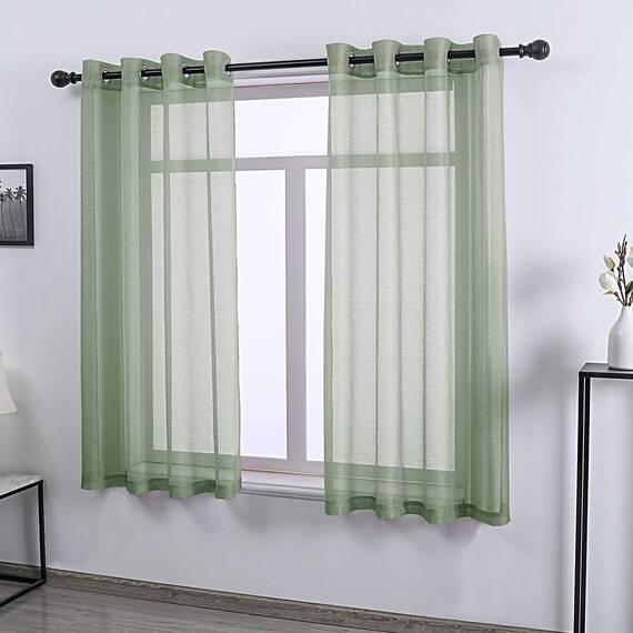 DONREN Salbeigrün Vorhänge 160 cm lang für Schlafzimmer - Strukturierte Ösen Vorhänge für Schlafzimmerfenster für Mädchenzimmer, 132 x 160 cm lang