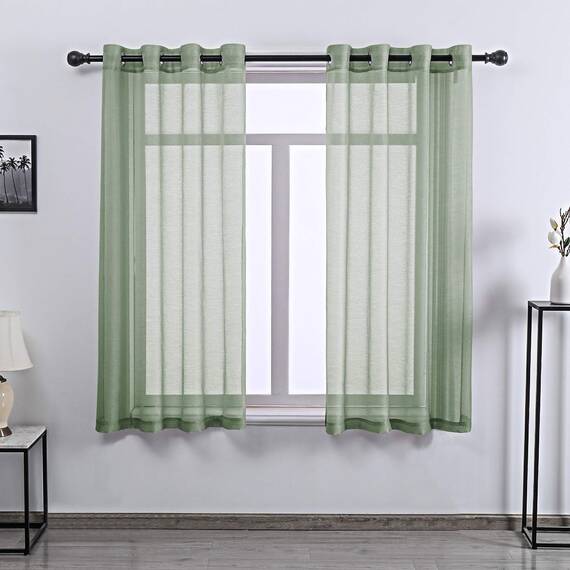 Voile-Vorhänge mit Ösen, 114,3 cm Länge, für Kinderzimmer, Salbeigrün, für Schlafzimmer, Jungenzimmer, 132,1 x 114,3 cm lang