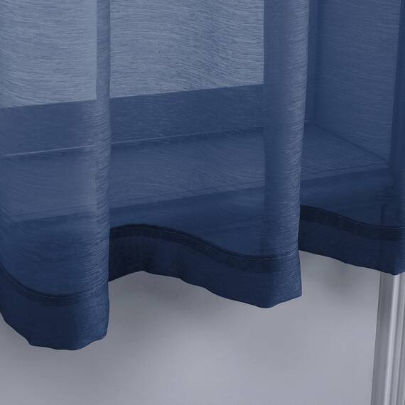 DONREN 2 Stück strukturierte, halbtransparente Voile-Fenstervorhänge für Küche, kleine kurze Fenster, luxuriöse, weiche Vorhänge mit Ösen (132,1 x 114,3 cm (B x L), Dunkelblau