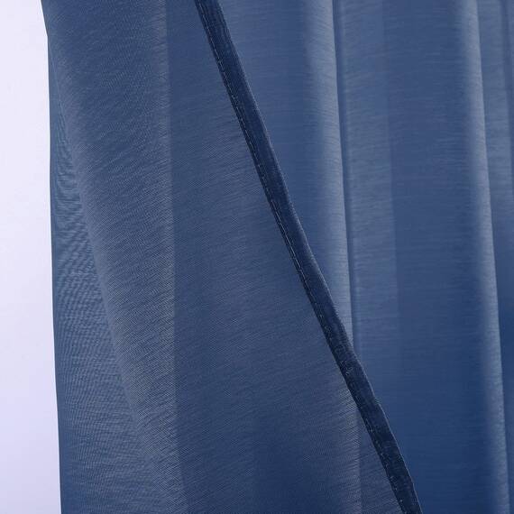 DONREN 2 Stück strukturierte, halbtransparente Voile-Fenstervorhänge für Küche, kleine kurze Fenster, luxuriöse, weiche Vorhänge mit Ösen (132,1 x 114,3 cm (B x L), Dunkelblau