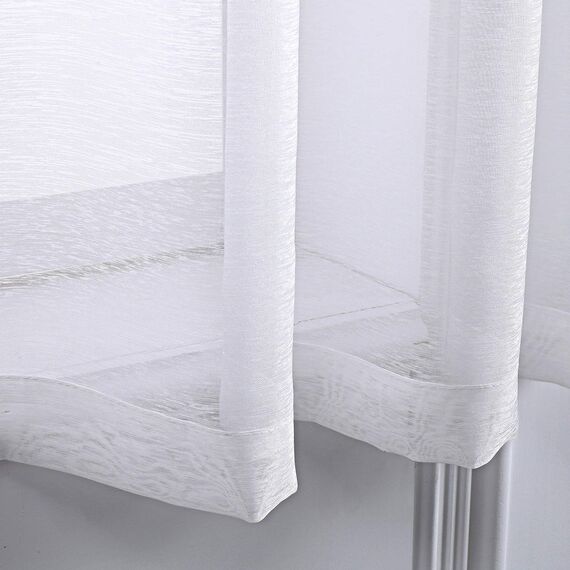 DONREN klare weiße, transparente Vorhänge, 160 cm lang fürs Schlafzimmer, luxuriös, weich, mit Ösen, strukturierte Voile-Vorhangpaneele fürs Wohnzimmer, 2 Stück