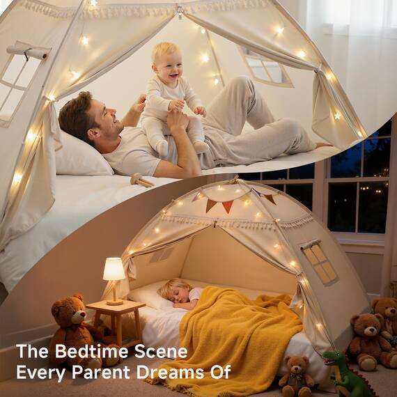 Kleinkind Baldachin Lichter & Flaggen Indoor Boden Bett Kinder Zelt Spielhaus Tragbar & Faltbar Twin Etagenbett Vorhänge Mädchen & Jungen Haus Schlafzimmer Privatsphäre Platz Schlafzelte Geschenke