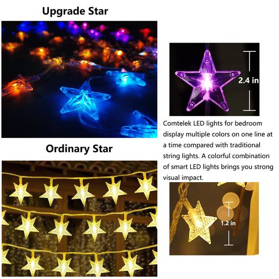 Comtelek Betthimmel mit Lichtern, Betthimmel mit RGB-Musik-Synchronisation, Farbwechsel, LED-Sternlichter mit App-Fernbedienung, Kuppel-Baldachin für Doppelbett, Queen-Size-Bett