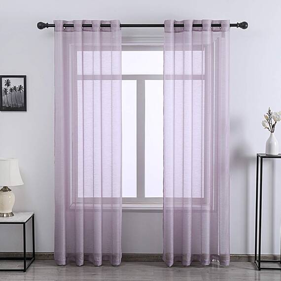 DONREN Vorhänge, 213 cm lang, mit Ringösen, luxuriös, strukturiert, transparent, für Schlafzimmer, Lavendelviolett, 2 Bahnen