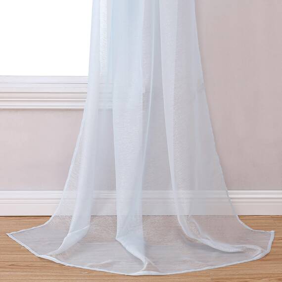 DONREN Durchsichtiger Fensterschal in Babyblau, 368 cm Länge, perfekt als Volant-Schal sowie Betthimmel oder Hochzeitsdekoration. (B 132 x L 368 cm, ein Stoffbahn)