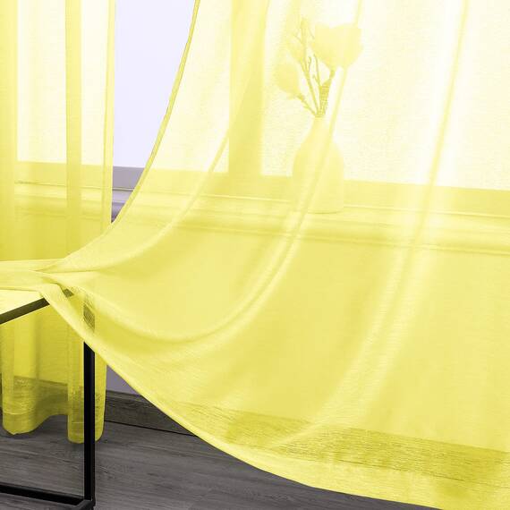 Helles Gelb Transparente Vorhänge, lang für Wohnzimmer – Ösenvorhänge aus Voile – Fensterdekoration für Mädchenzimmer, 132,1 x 274,3 cm