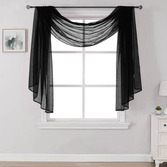 DONREN Halbtransparenter Schal 52" x 144" jet black