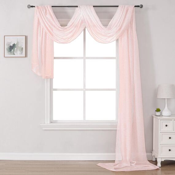 DONREN Fensterschal für Mädchen, Party/Zimmer, luxuriöser, weicher, halbtransparenter Schal für Hochzeit (1 Panel, 132 x 71 cm Länge)