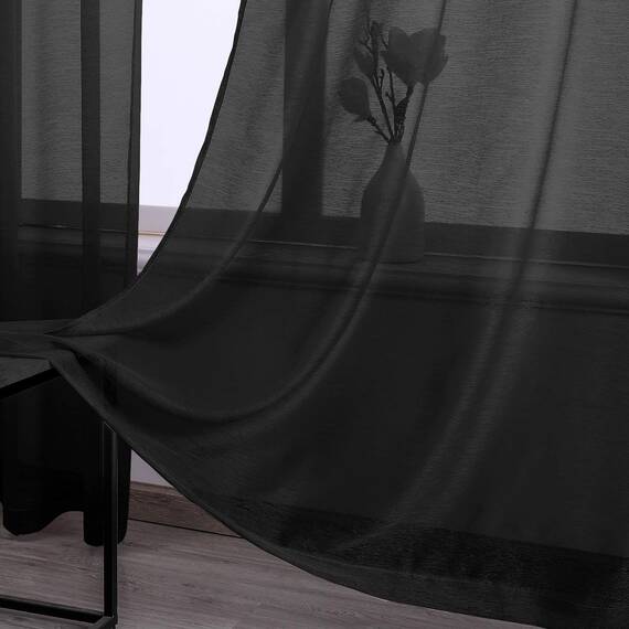 DONREN transparente, strukturierte Vorhangpaneele für Terrassentür – von der Decke bis zum Boden, extra lange Voile-Vorhänge für Schiebetüren (Jet-Schwarz, 2 Stück, 132,1 B x 274,3 L cm)