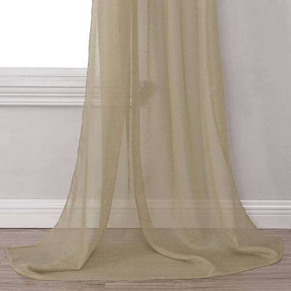 Langer Fensterschal für Party, luxuriös, weich, Hellbraun, halbdurchsichtig, Vorhang, Volant für Hochzeit (1 Panel, Taupe)