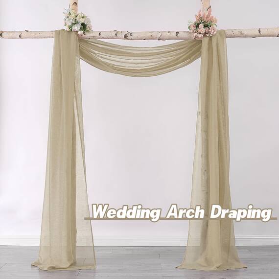 Langer Fensterschal für Party, luxuriös, weich, Hellbraun, halbdurchsichtig, Vorhang, Volant für Hochzeit (1 Panel, Taupe)