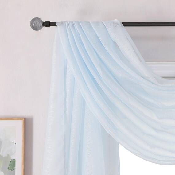DONREN Durchsichtiger Fensterschal in Babyblau, 368 cm Länge, perfekt als Volant-Schal sowie Betthimmel oder Hochzeitsdekoration. (B 132 x L 368 cm, ein Stoffbahn)