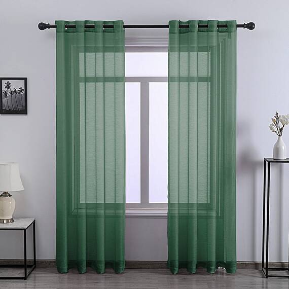 DONREN Hunter Transparente Vorhänge für Schlafzimmer, 213 cm lang, 2 Paneele mit Ösen Oben, Voile, halbtransparente Vorhänge, Fenstervorhänge für Wohnzimmer