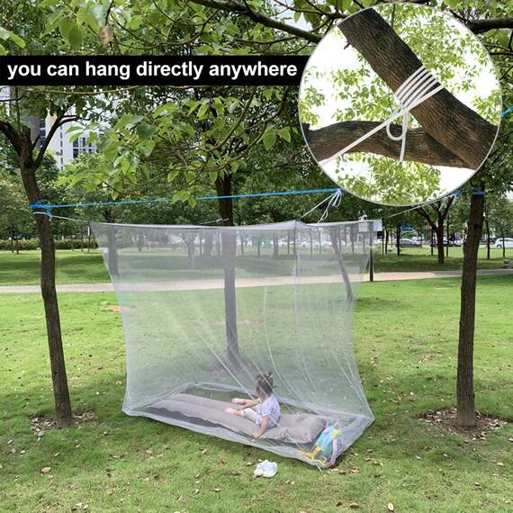 BUZIFU Moskitonetz Einzelbett Mückennetz Fliegennetz Reise Moskitonetz Feinmaschiges Mückennetz für Bett rechteckiges Camping Netz Insektenschutz Etagenbett, 1 Eintrag, Tragetasche,190 x 100 x 200 cm