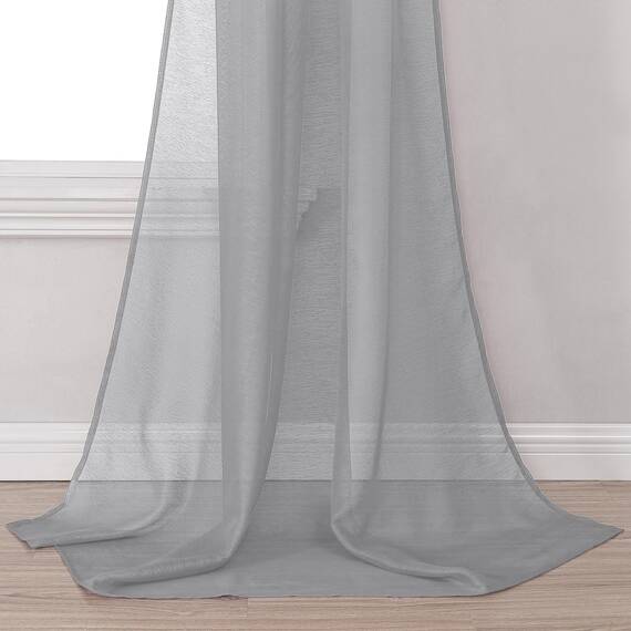 DONREN DR-BDL-01-GREY-132 x 714 cm Langer Fensterschal mit grauem Hintergrund, weicher Voile-strukturierter Fenstervorhang, Volant für Raumdekoration (132 x 714 cm, 1 Stück), 1 Stück