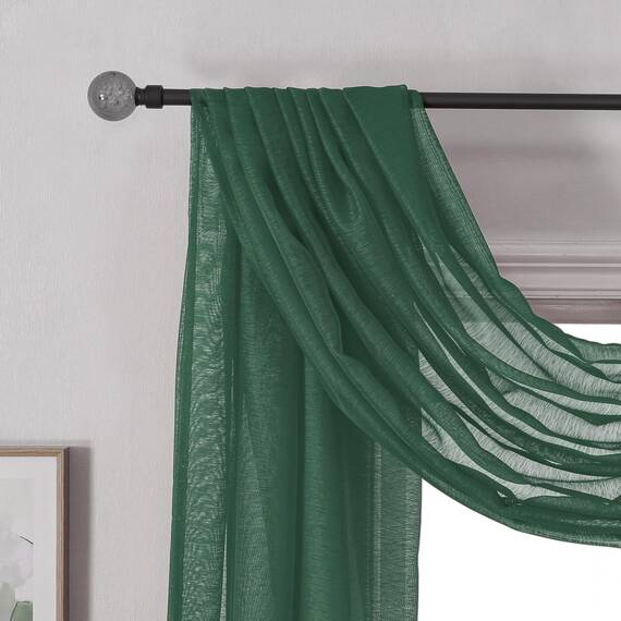 DONREN Fensterschal für Party, luxuriöser, weicher, halbtransparenter Schal, Volant für Hochzeit (1 Bahn, dunkelgrün), 368 cm lang, Smaragdgrün