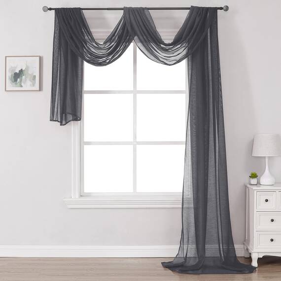 DONREN Dunkelgrauer Fensterschal für Outdoor-Dekoration – verleiht Vorhangpaneelen einen luxuriösen schönen eleganten Effekt (1 Panel, 132 x 545 cm lang)